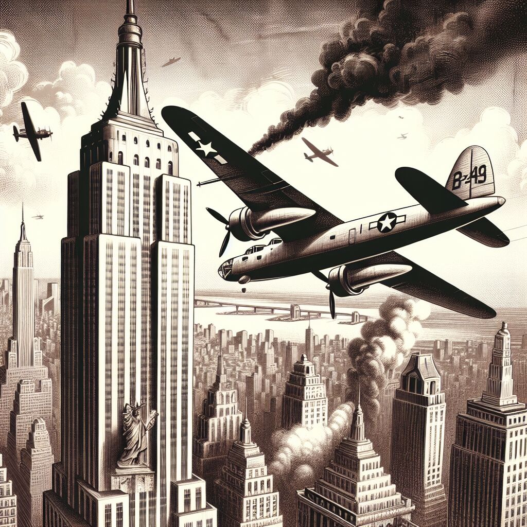 1945 - B-25 bommenwerper vliegt tegen Empire State Building