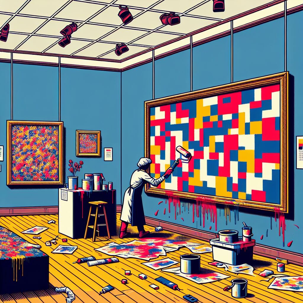 1992 - Restauratie van Newmans schilderij met een verfroller